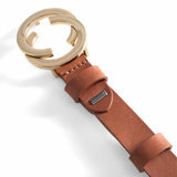 Smalt brunt bælte med guld gucci spænde