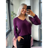 Amber V-neck Blouse Dark Jewel Purple