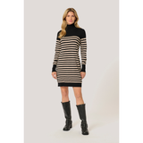 Astrid Striped Roll-Neck Dress Black/Feather Gray Melange Stripe (Pre-ordre. forventet levering start uge 35)
