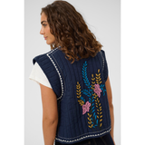 Berglind Embroidery Waistcoat Dress Blues