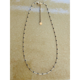 Halskæde med sorte perler guld V54-1700-350-Sort