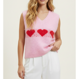 Heart Knit Vest Pink