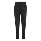 Klassiske sorte bukser med bæltestropper og læg fortil set bagfra hvor man kan se paspel lommerne