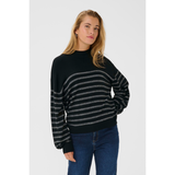 Lizz Turtleneck Pullover black silver stripe