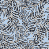 Maxi Smock Skirt Blue Leaf Print