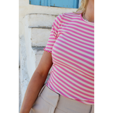 Natalia SS Blouse Pink Rose Stripe