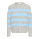 Niel Striped Pullover Light Grey Mel./Blue Melange
