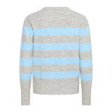 Niel Striped Pullover Light Grey Mel./Blue Melange