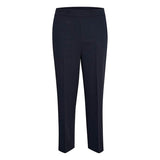 Marine blå bukser med pressefolder set forfra