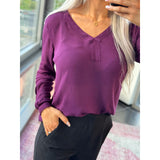 Amber V-neck Blouse Dark Jewel Purple