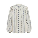 VibeGo Joe Blouse Creme Blue Flowers