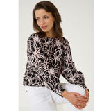 Hannah Blouse Black/Light Flower Print