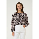 Hannah Blouse Black/Light Flower Print