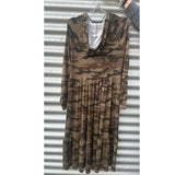 Hemmi Dress Green/Brown Army Print