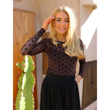 Mesh Top Dark Brown Flock Heart