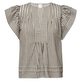 MinkaGO Jo Blouse Creme Black Stripes