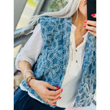 NenaGo Vest Denim FLowers
