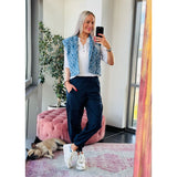 NenaGo Vest Denim FLowers