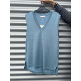 Zara V-neck Loose Fit Knit Vest Smoke Blue