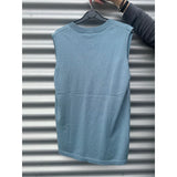 Zara V-neck Loose Fit Knit Vest Smoke Blue