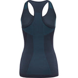 Klassisk blå træningstop fra Hummel med bryderyg og stropper den har Hummel vinkler ned langs siden og logo og tekst ved hofte set bagfra