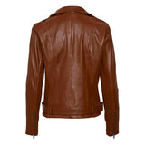 læder biker jakke i brun skind