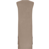 Finstrikket vest pullover kjole med v-hals i beige