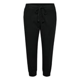 Bloede sorte bomulds capri bukser med stoerre i livet fra kaffe