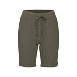 Løse bomuldsshorts I army grøn