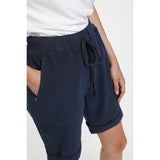 Marine blå løse bomuldsshorts med snøre