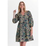 Slå om kjole med zebra print