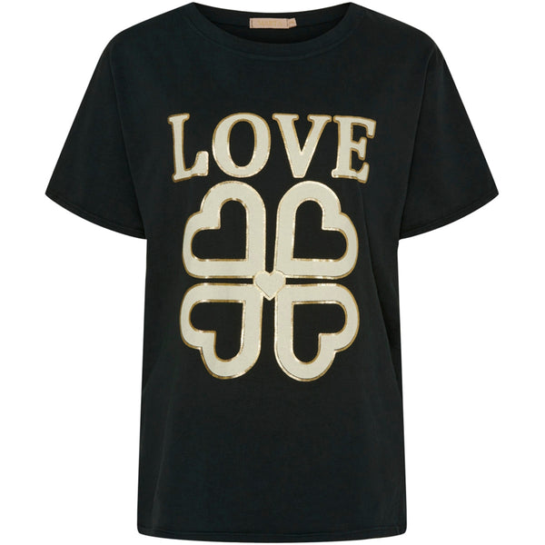 sort marta t-shirt med guld love skrift