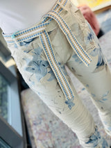 Florence Pants Beige Blue Flower