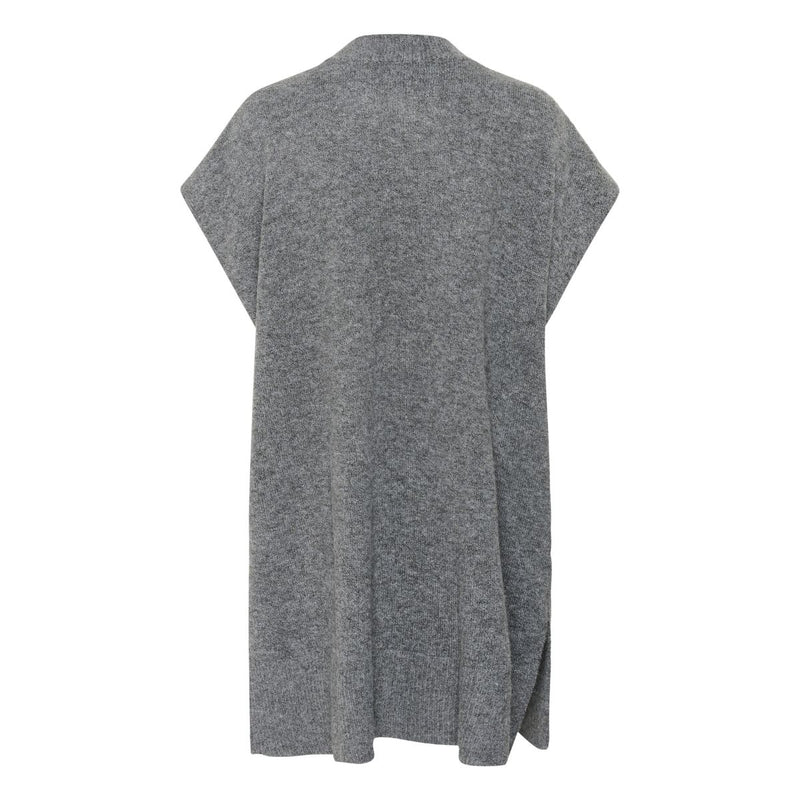 Annetta Knit Poncho Dark Grey Melange LIVE