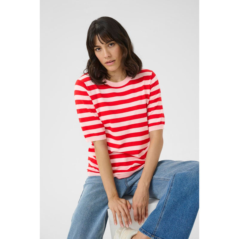 Lizza Striped Knit Lotus / True Red