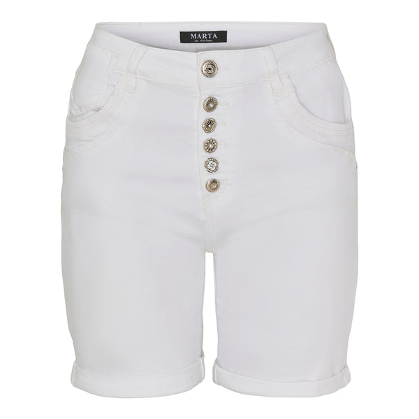 Hvide denim shorts med synlige knapper