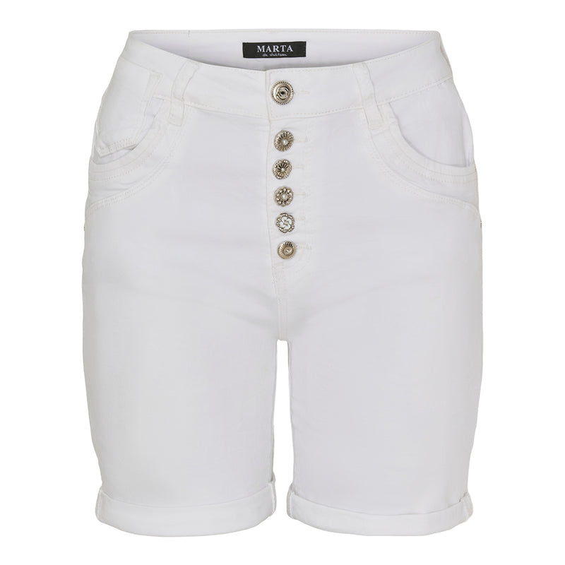 Hvide denim shorts med synlige knapper