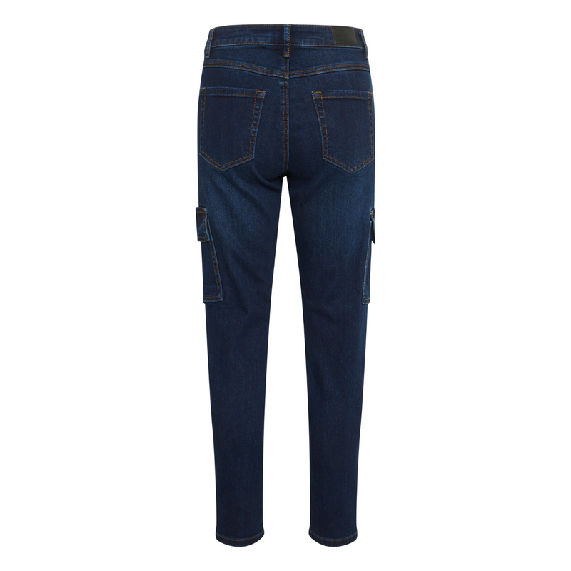 SINEM CARGO JEANS 7/8 DARK BLUE DENIM