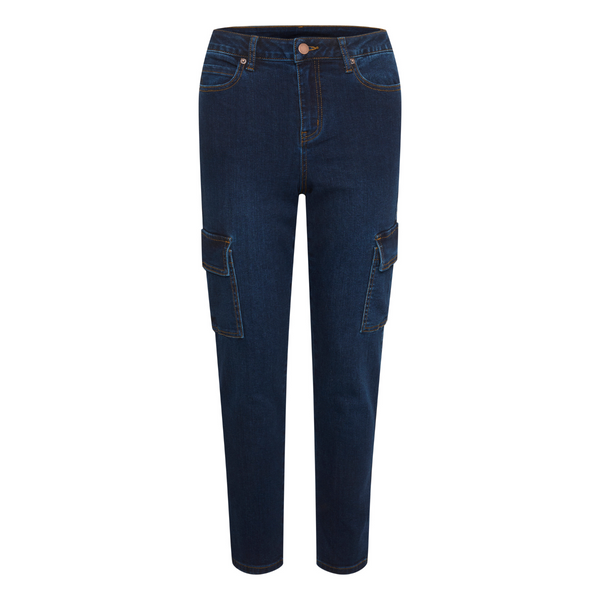 SINEM CARGO JEANS 7/8 DARK BLUE DENIM