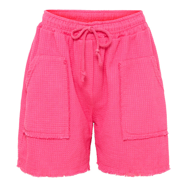 Pink røde shorts i bomuld lommer foran og snøre i taljen