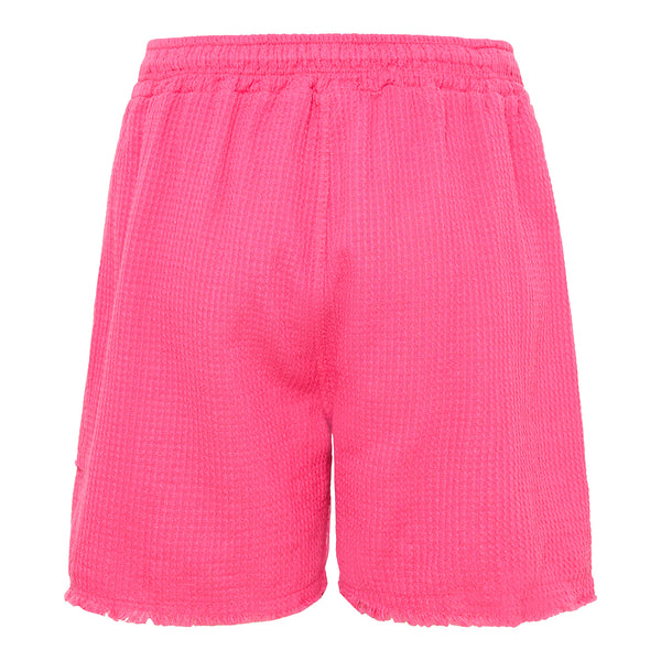 Pink røde shorts i bomuld lommer foran og snøre i taljen