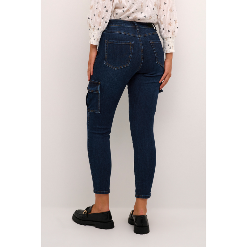 SINEM CARGO JEANS 7/8 DARK BLUE DENIM