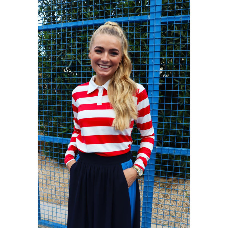 Polo LS Shirt Red White Stripe