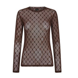 Hype the Detail Mesh Blouse Brown