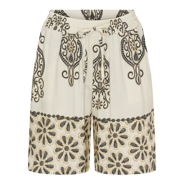 løse viskose shorts med bindebånd og paisley print