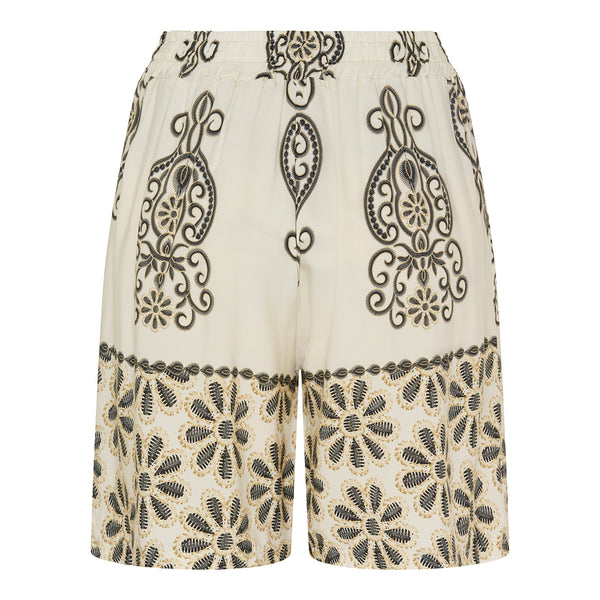 løse viskose shorts med bindebånd og paisley print