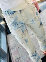 Florence Pants Beige Blue Flower