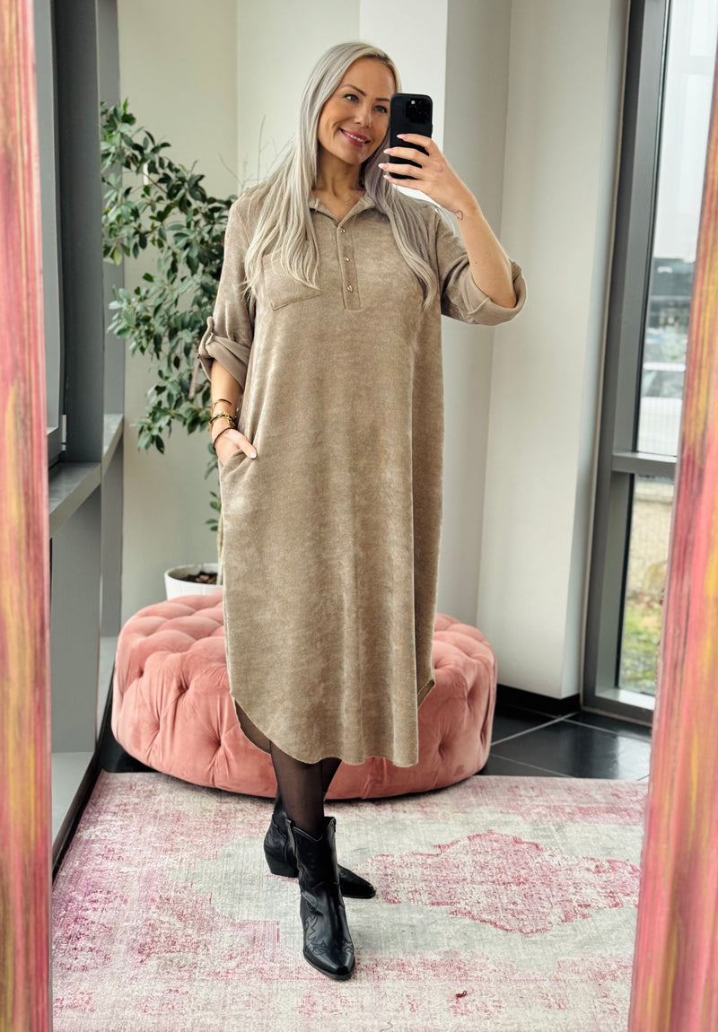 Velvet Dress Beige