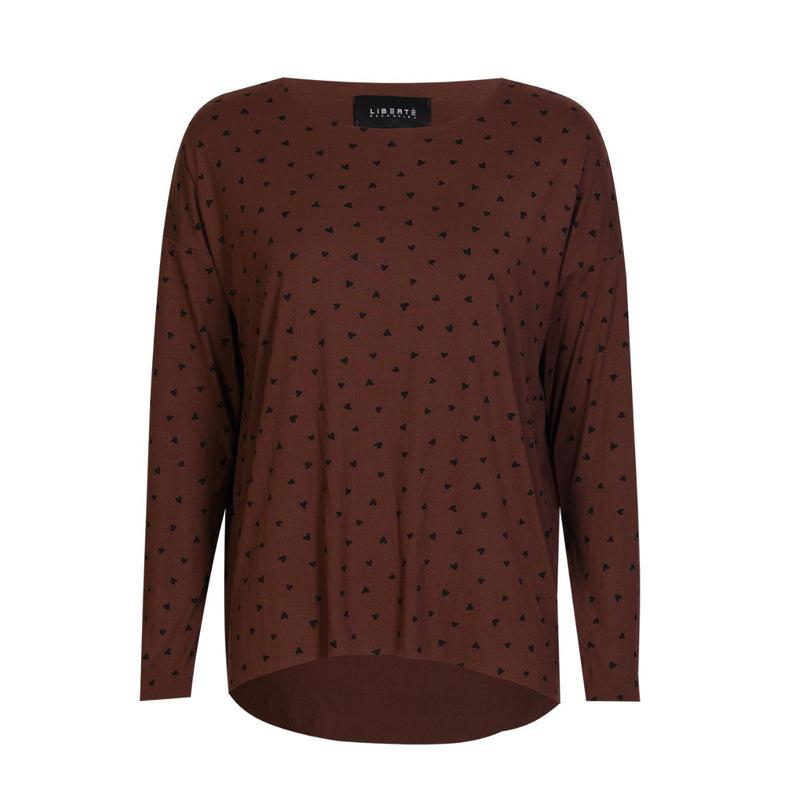 Alma LS Top Brown Black Hearts