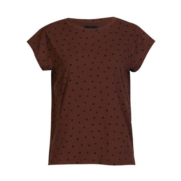 Alma U T-shirt Brown Black Hearts